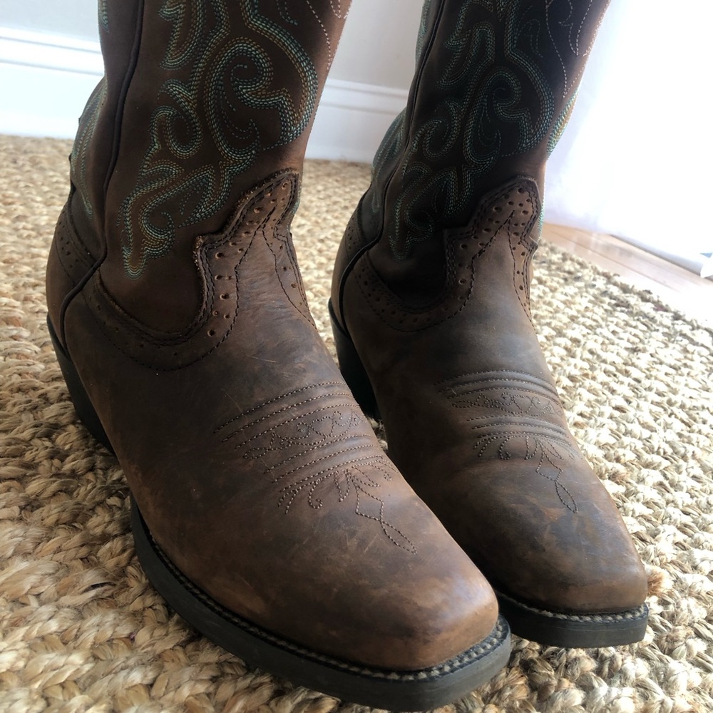 Justin Boots Brown and Blue Women's Western Boots - Picture 4 of 12